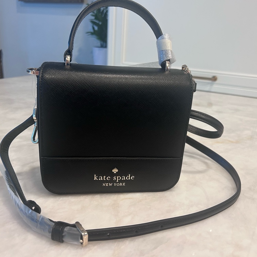 Kate Spade Elegant Black Square Crossbody Bag with Top Handle